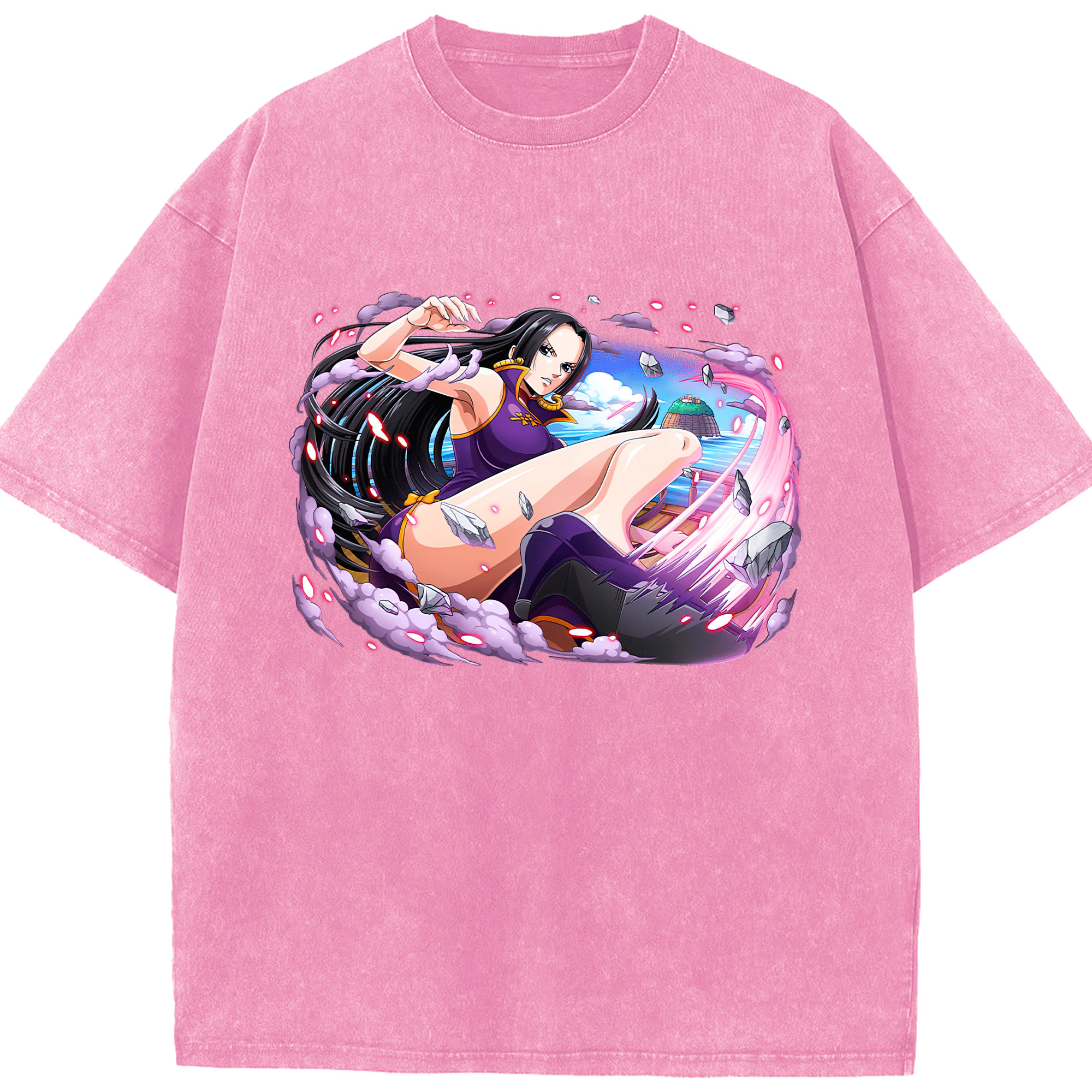 ワンピース ボア・ハンコック ONE PIECE Boa·Hancock 綿100% ヴィンテージ風 半袖Tシャツ（フロントプリント）